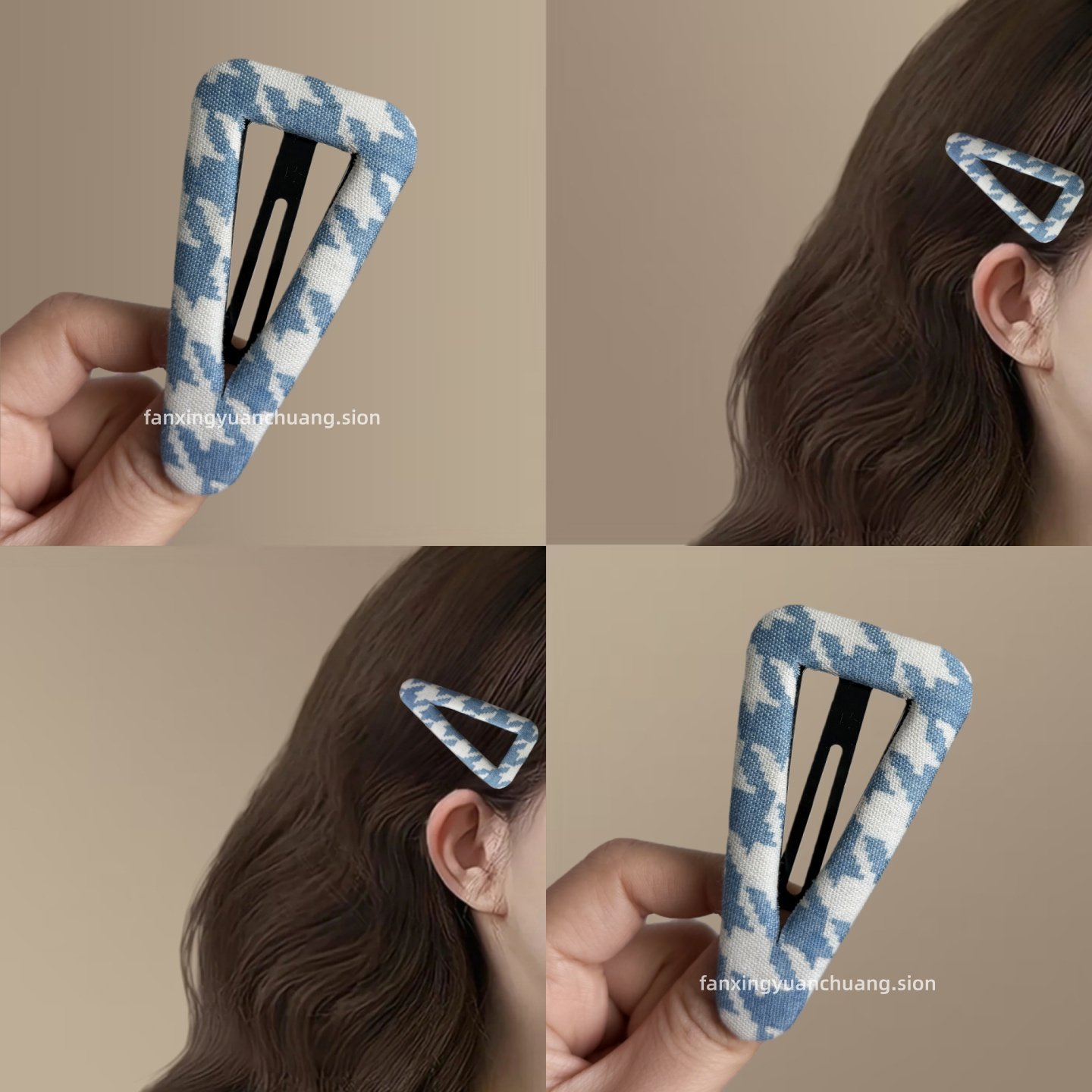 【怀旧风潮】早春港风千鸟格布艺发夹气质BB夹时尚侧边夹旅行发卡,户外/登山/野营/旅行用品,旅行发卡,淘宝优惠券,粉丝福利购,淘宝优惠卷