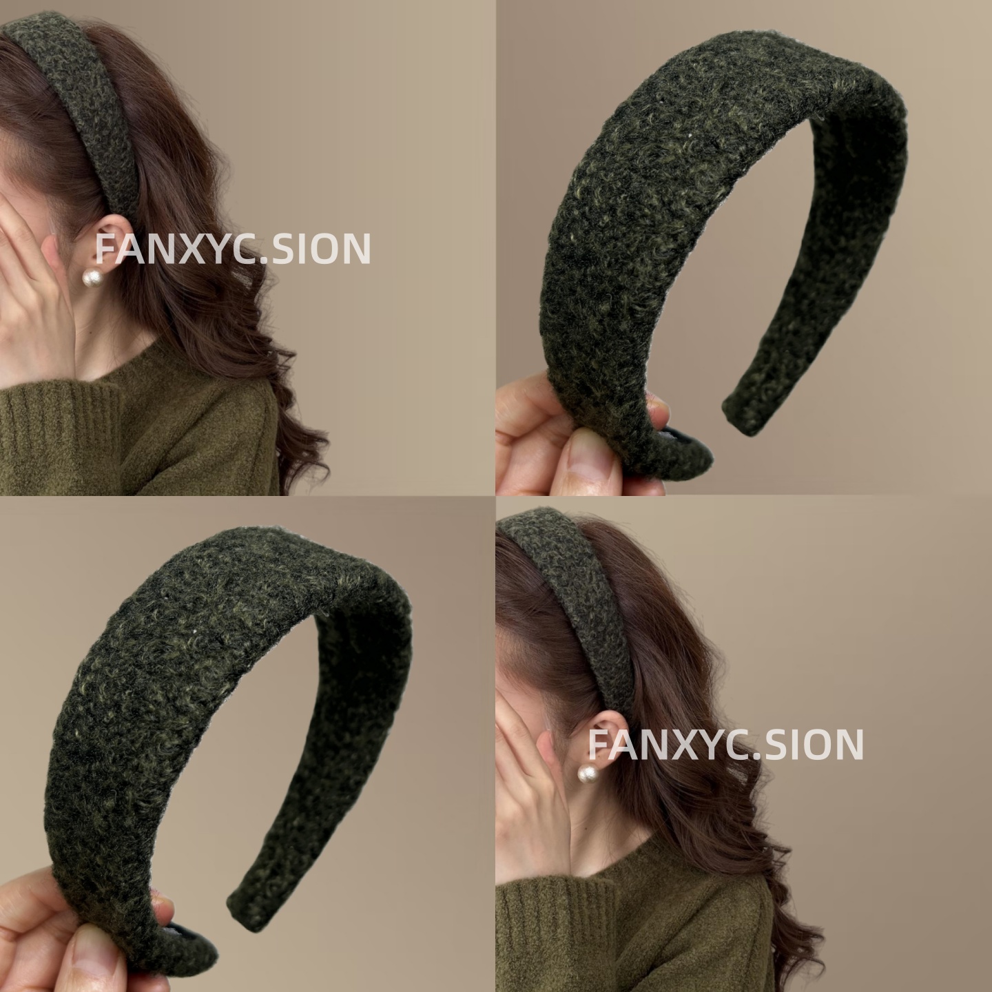 显白雾霾蓝～卷毛海绵宽版发箍