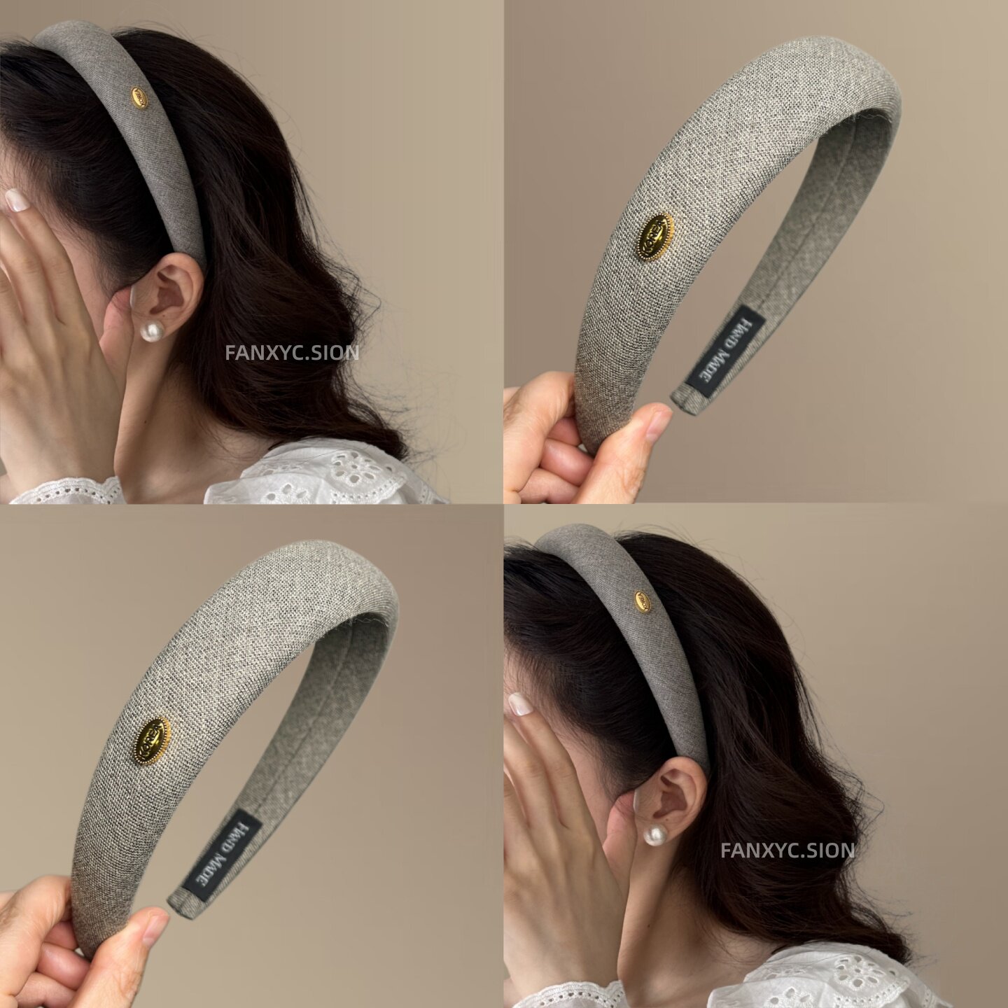 温柔金标布艺头发箍女新款