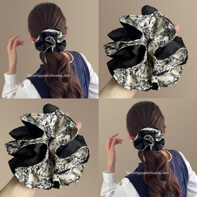 法式复古印花水墨发圈气质发绳