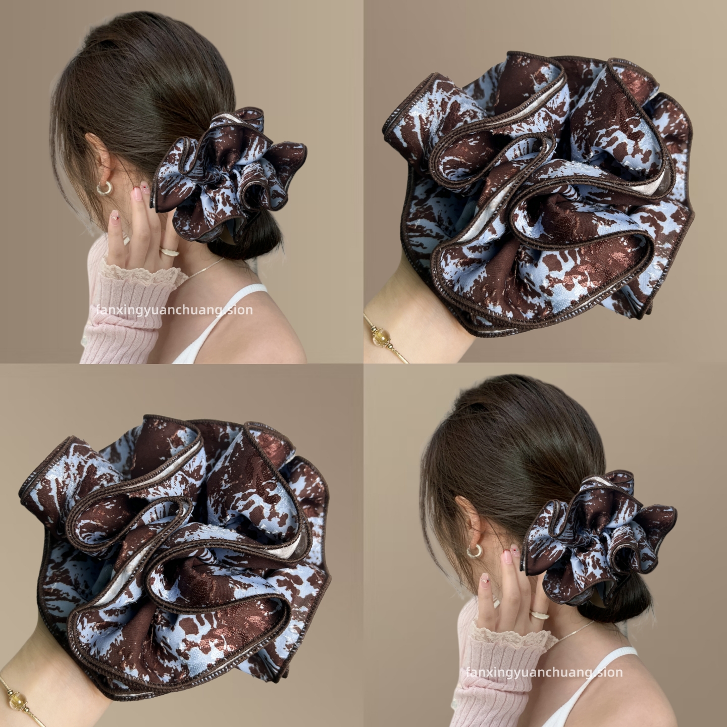 2025新款法式双层晕染布艺发圈