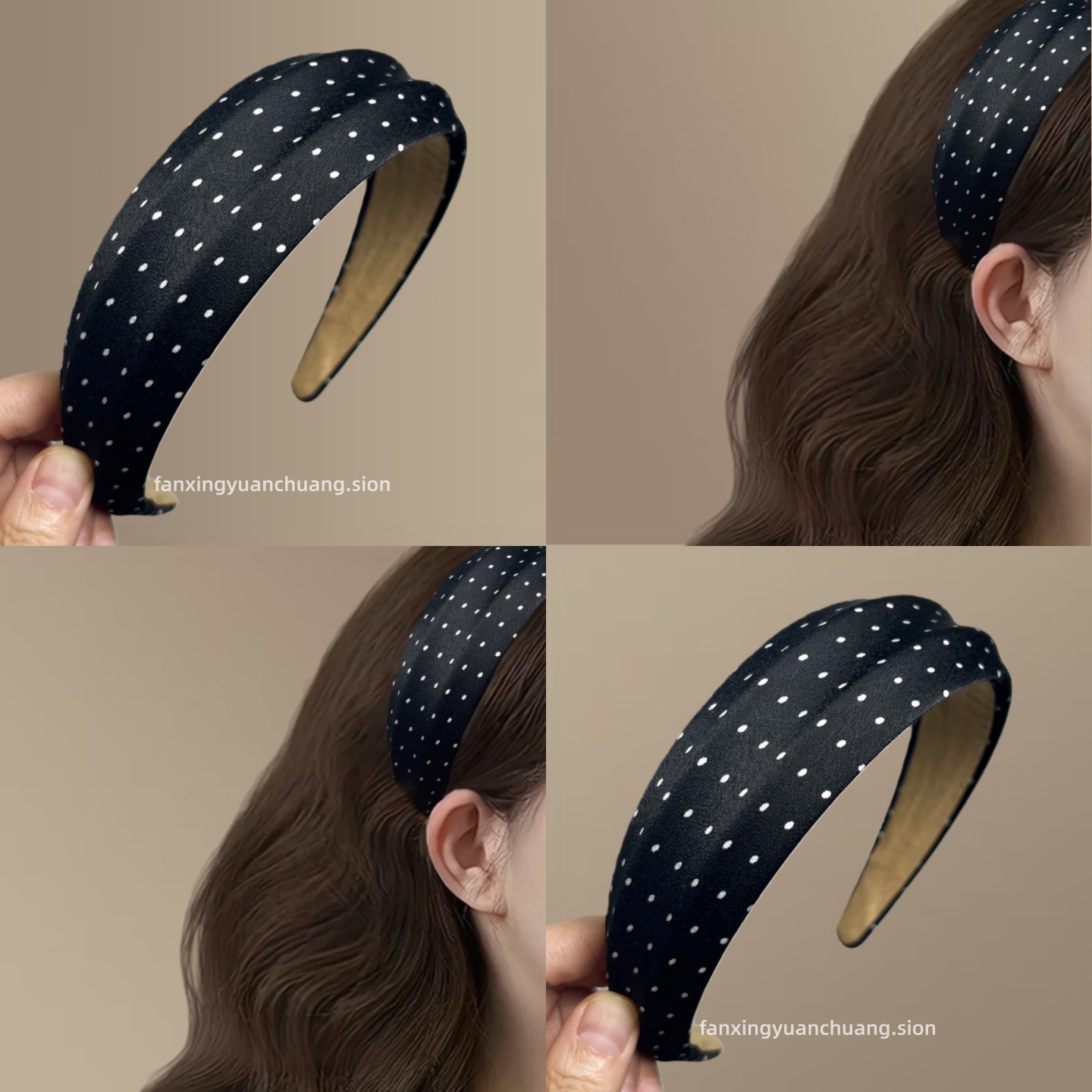 韩系黑白波点宽边发箍女高颅顶