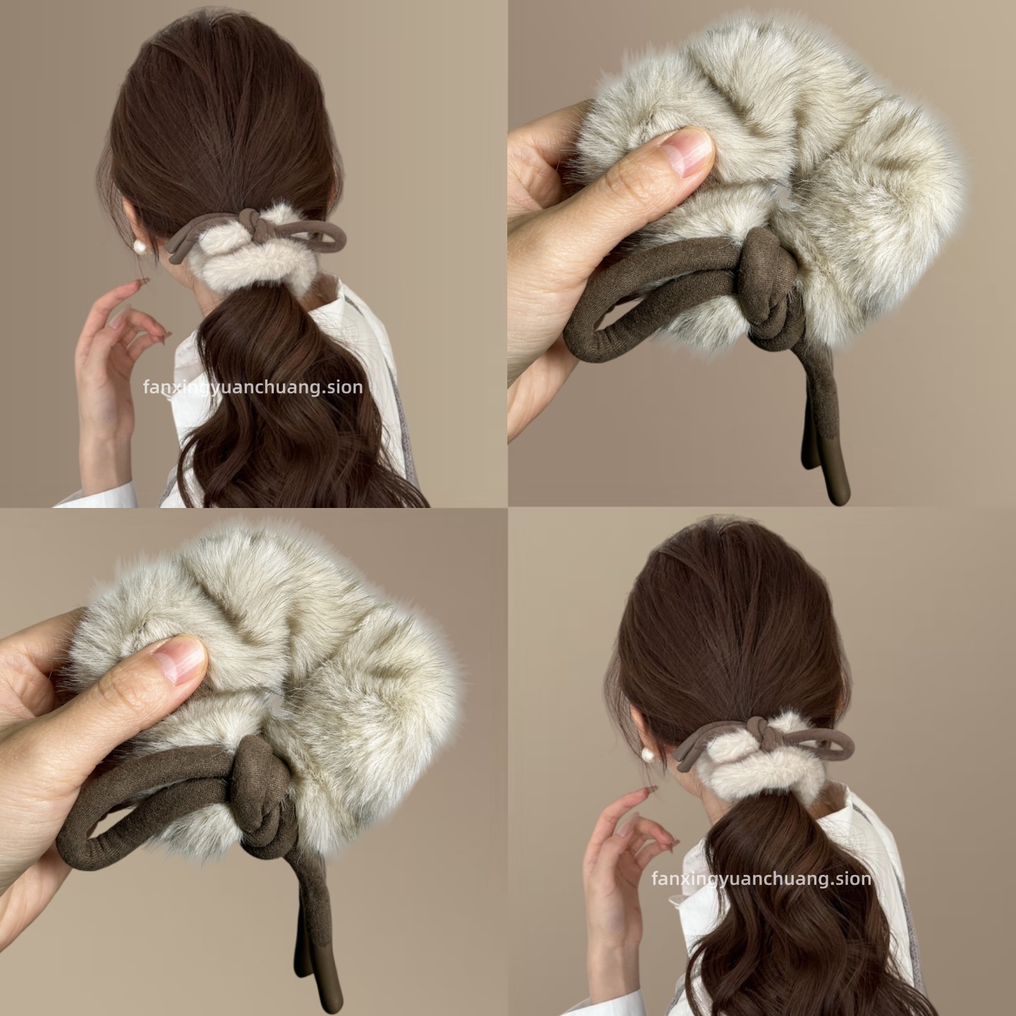 软萌温暖蝴蝶结毛绒大肠发圈耐用