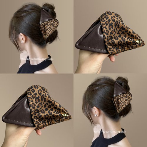 【复古回潮】经典皮质豹纹三角抓夹后脑勺发夹高端鲨鱼夹旅行发卡