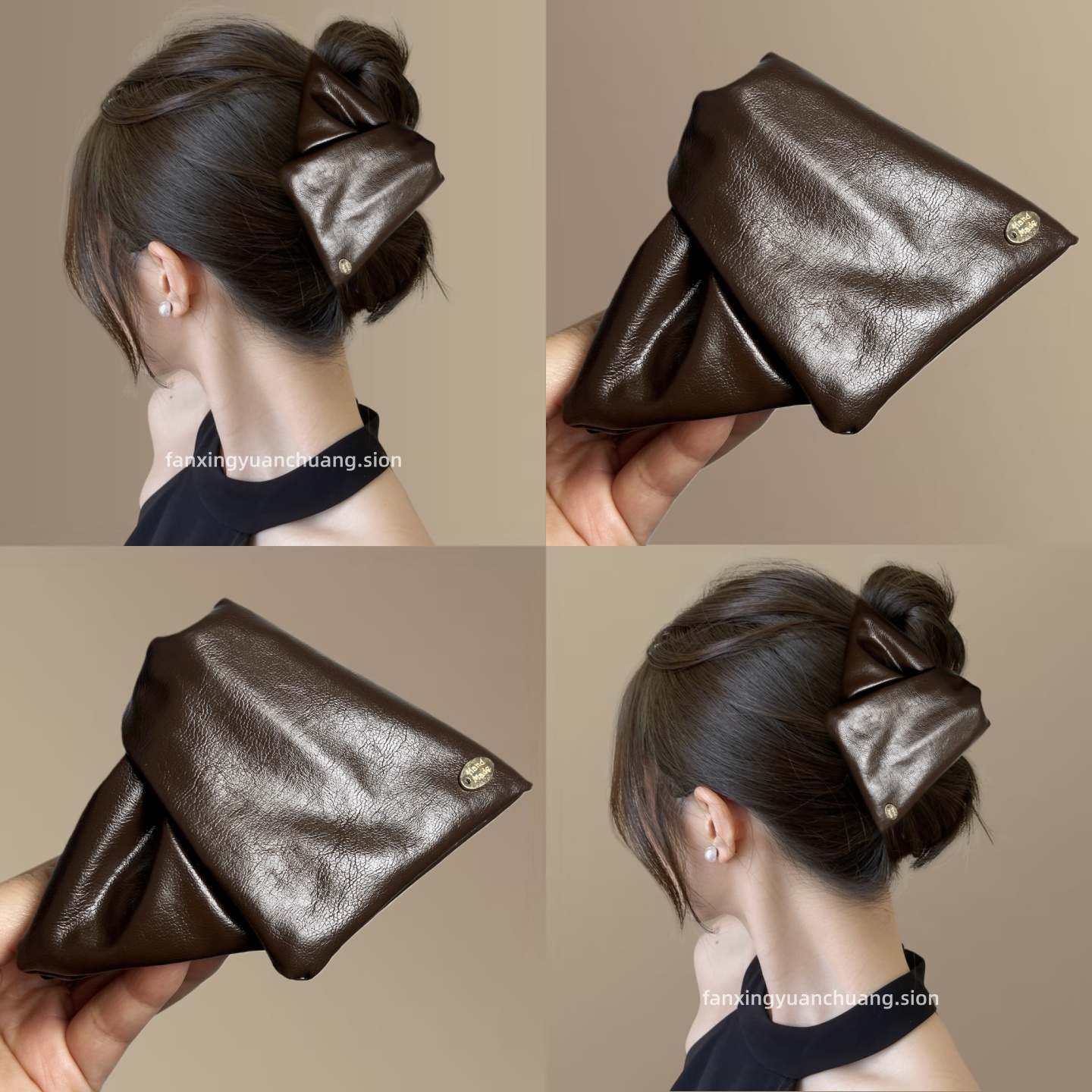 时尚金标皮质三角抓夹女高