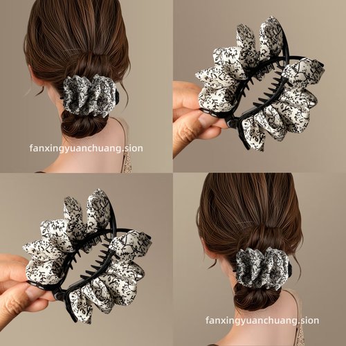 高端气质蝴蝶结丸子头抓夹女新款固定发夹盘发神器高马尾头饰发饰