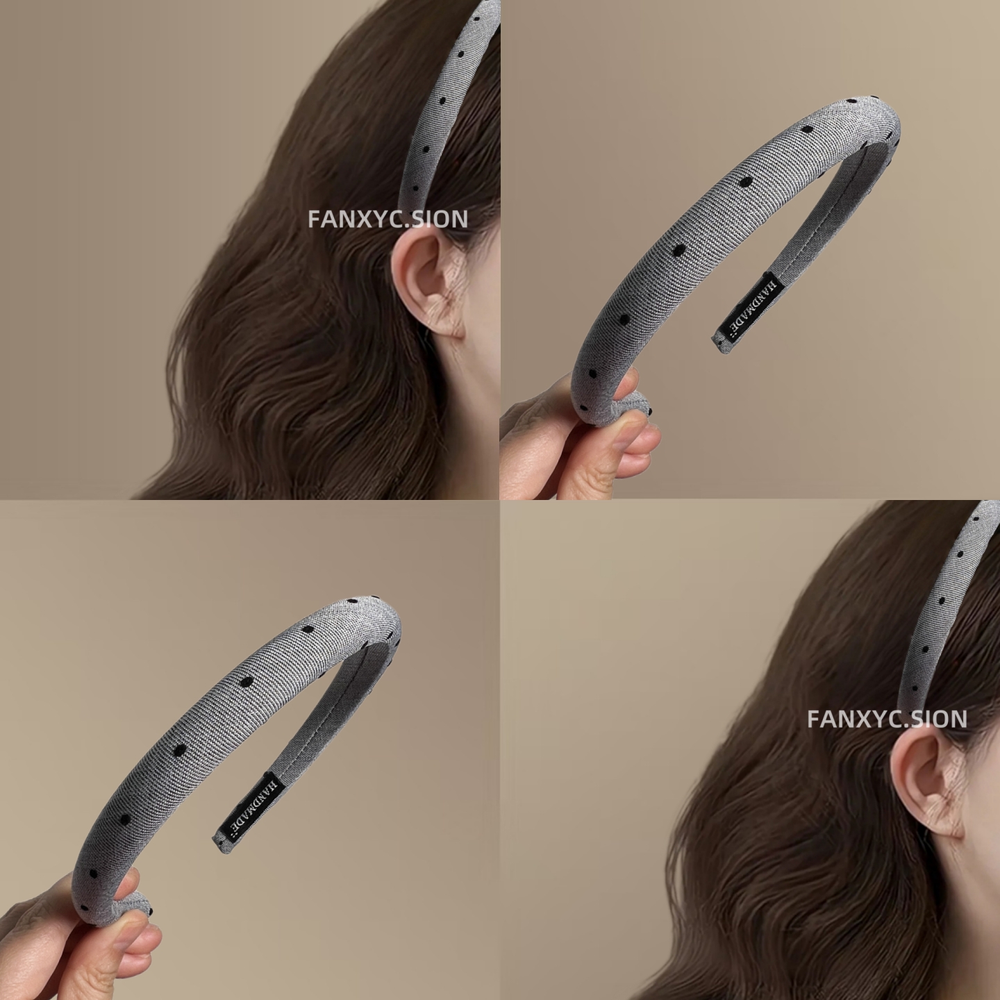 高级灰波点细发箍女压发洗脸头箍高颅顶防滑发卡2025新款发捆头饰