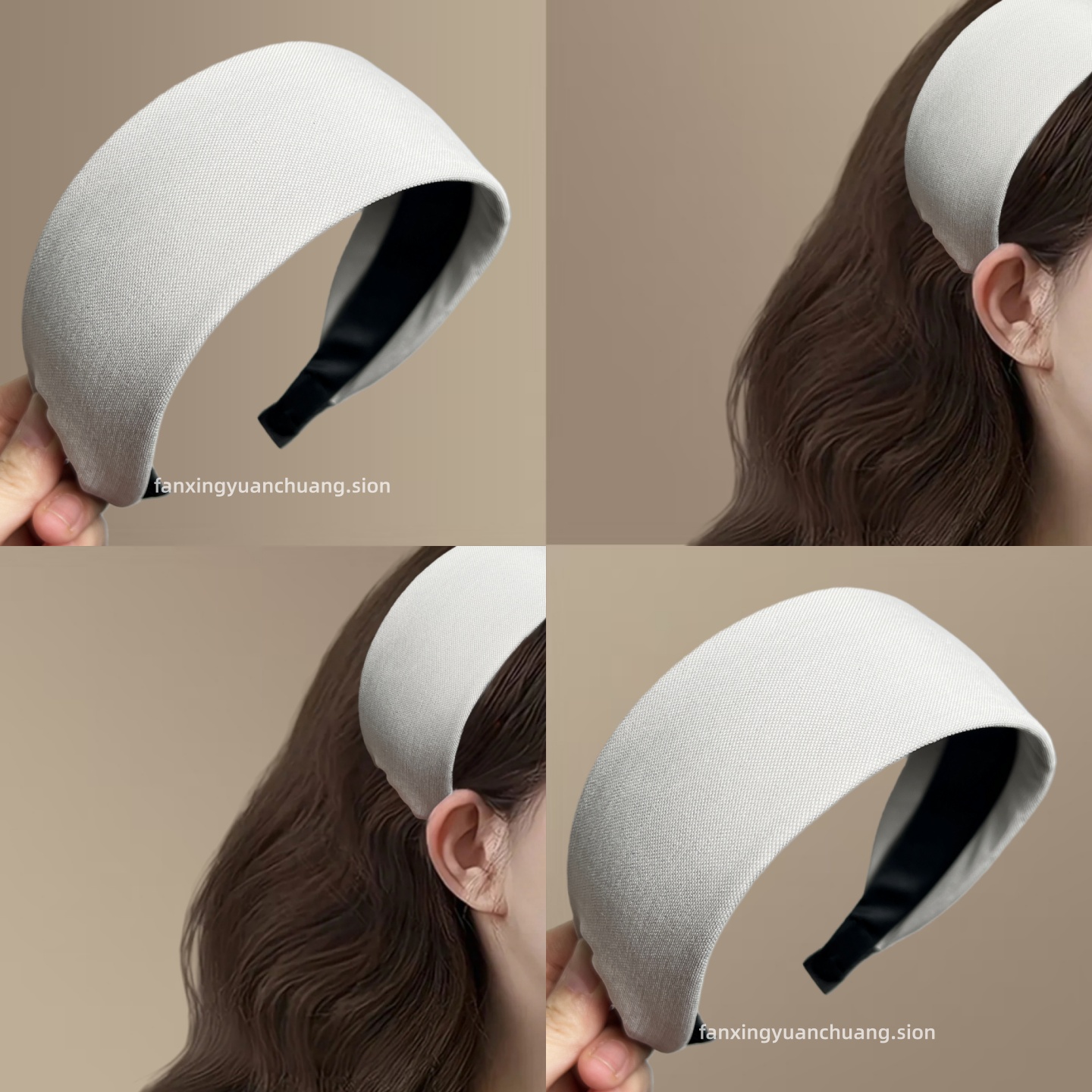 秋冬暗色系宽边发箍外戴高颅顶