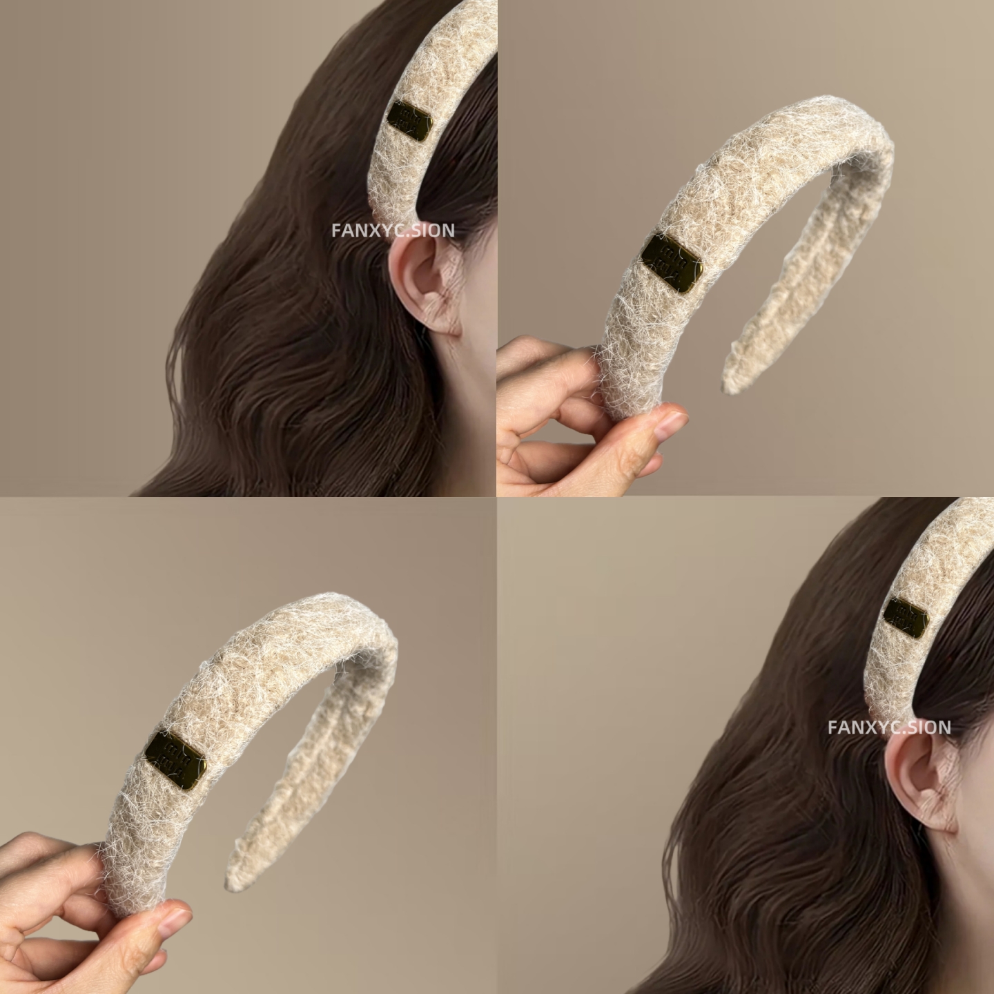 简约韩版慵懒名媛感头箍高级感复古毛绒秋冬新款宽边高颅顶发箍