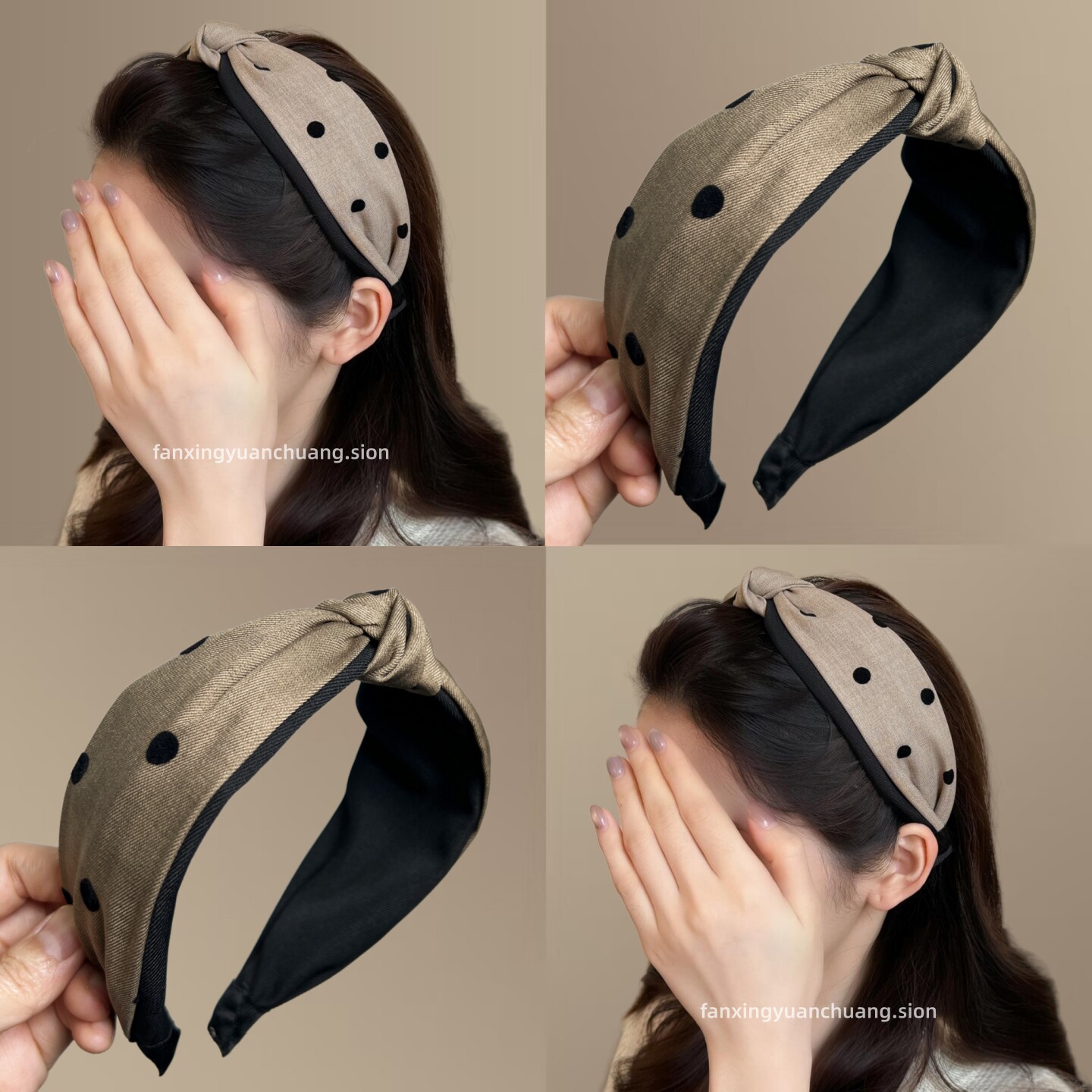 【奢华典范】韩版交叉打结波点布艺发箍时尚宽版头箍百搭旅行发卡