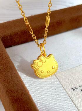 沙金HelloKitty猫咪吊坠锁骨链