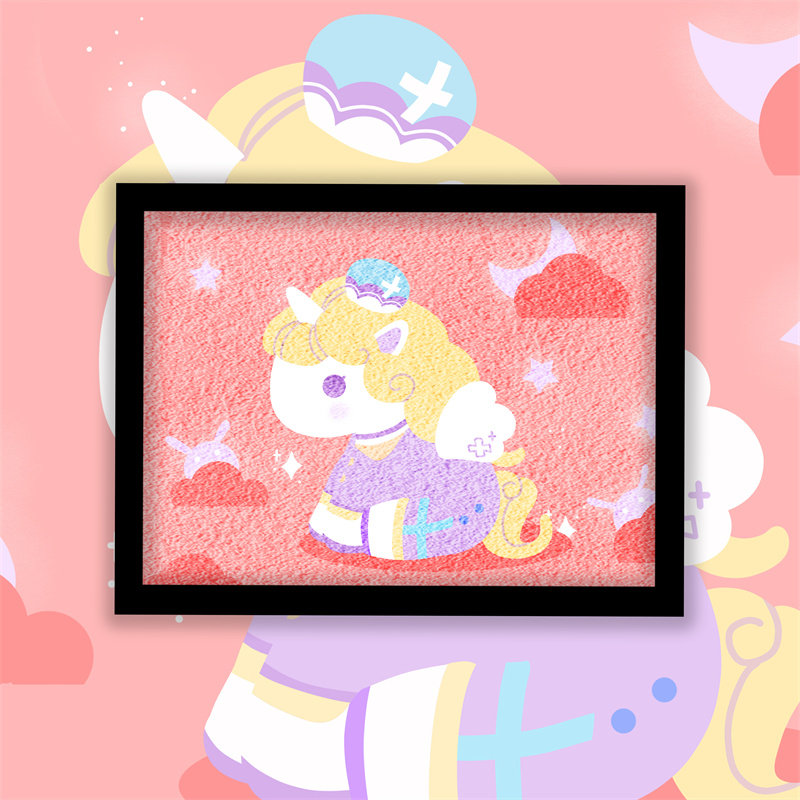 fmandy纸浆画材料包邮卡通带框diy手工幼儿园儿童创意梦幻独角兽