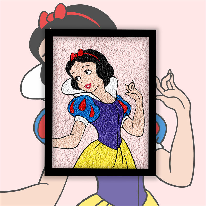 迪士尼动画 白雪公主与七个小矮人 经典人物 幼儿学前培训纸浆画