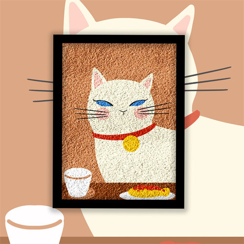 蓝色眼睛猫咪diy手工纸浆画