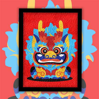 新年龙款麒麟纸浆画手工材料包