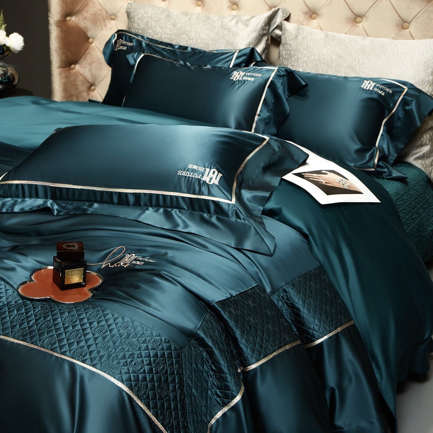 100S长绒棉夹棉床盖款四件套