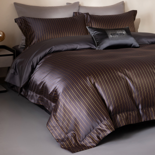 轻奢高档100S长绒棉四件套美式全棉裸睡床单被套欧式纯棉床上用品