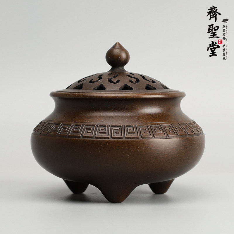 仿古盘香炉家居摆件黄铜