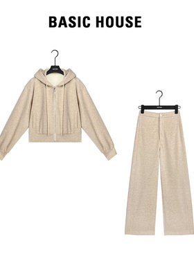 Basic House/百家好秋冬时尚百搭气质显瘦休闲运动卫衣套装DC127