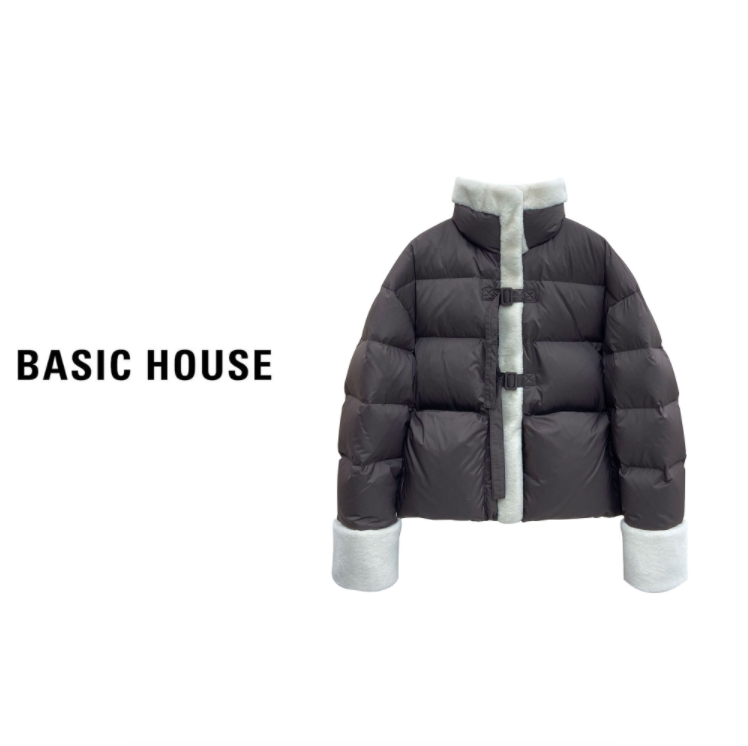 Basic House百家好23年冬季街头设计感短款拼接羽绒服B0183B52952