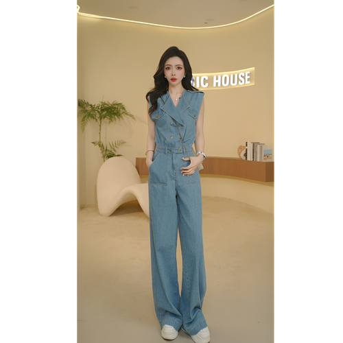 气质减龄工装无袖连体裤