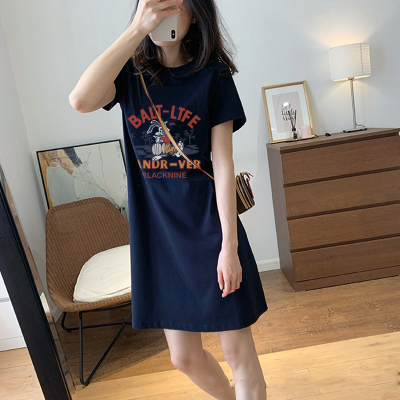 中长款T裙纯棉T恤打底衫女连衣裙