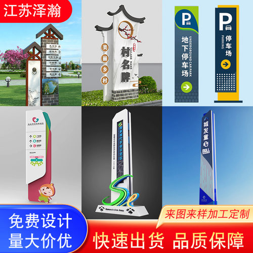 精神堡垒导向牌 标识牌指示牌 公园景区停车场户外入口立式指示牌