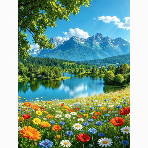 中式山水风景装饰画客厅卧室办公室玄关画带背胶自粘贴画