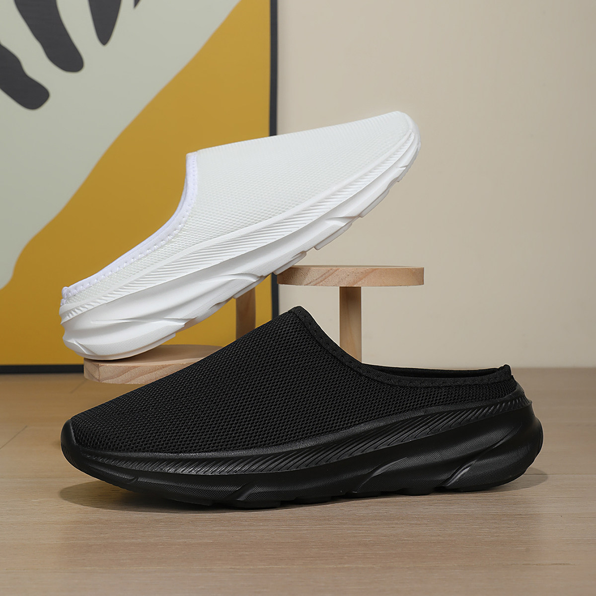 外穿包头拖鞋潮男45春夏季网面休闲飞织运动半拖鞋46大码凉鞋男47,流行男鞋,健步鞋,淘宝优惠券,粉丝福利购,淘宝优惠卷