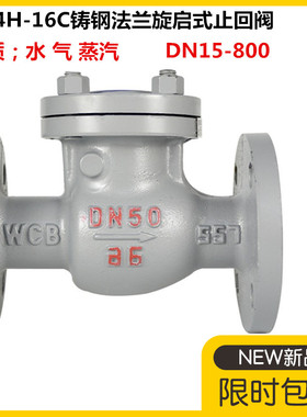 H44H-16/25C铸钢旋启式法兰止回阀法兰逆止阀单向阀DN50 65 100