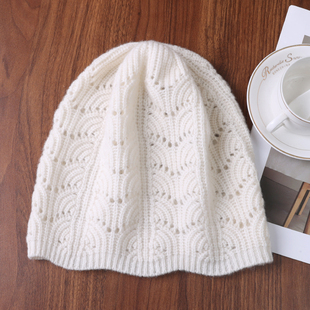 羊绒钩花女帽包头帽秋冬可爱英伦针织休闲优雅镂空时尚百搭帽子女