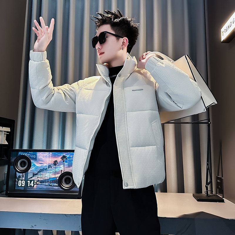 F219-P138控188社会小伙立领棉衣外套潮流修身棉服男白1,男装棉衣,电商A346