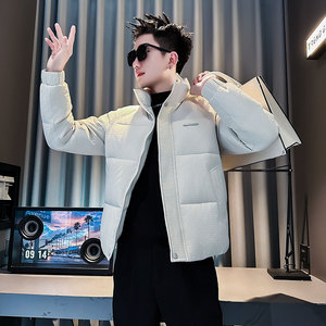 F219-P138控188社会小伙立领棉衣外套潮流修身棉服男白1,农村小伙子穿衣搭配图片