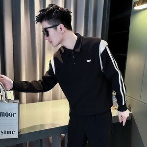 W209-P68 控98 秋季社会小伙翻领卫衣男店主风卫衣 黑1图片