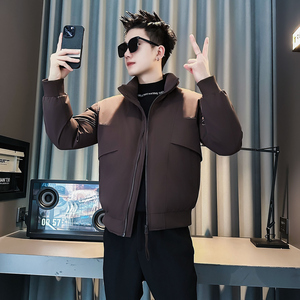 F210-P138 控178 社会小伙立领棉衣外套潮流修身棉服男 咖1图片