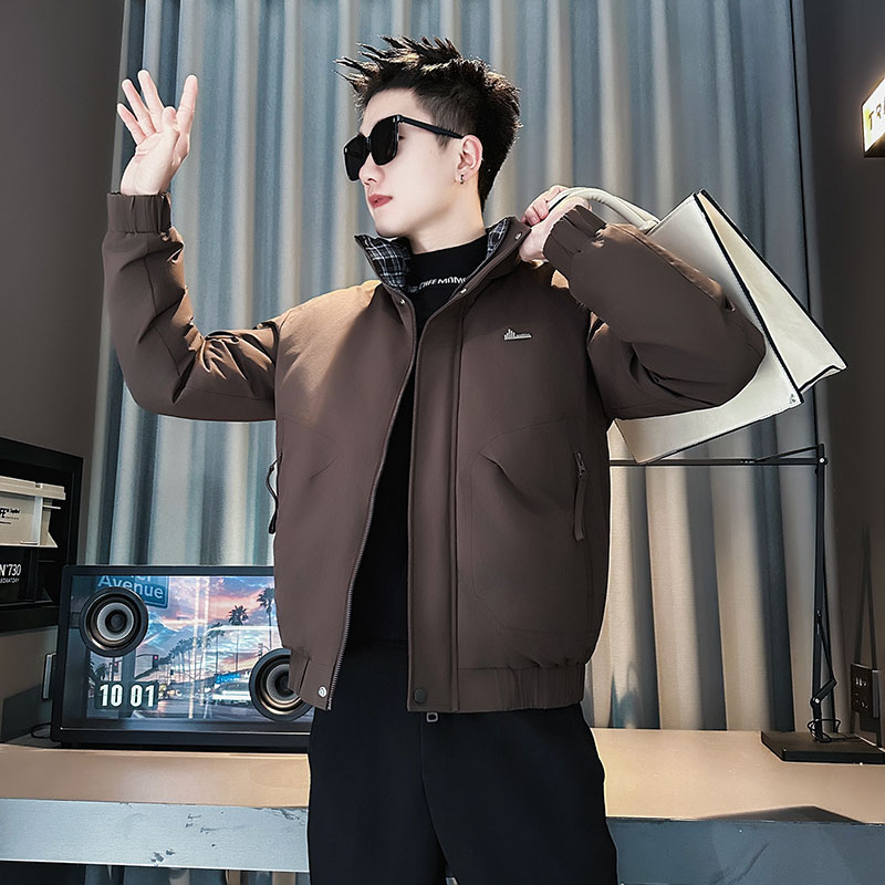 F213-P138控188社会小伙立领棉衣外套潮流修身棉服男咖1,男装棉衣,电商A346