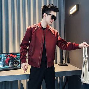 J249-P98控138 秋冬新款社会小伙店主风潮男夹克外套 红1图片