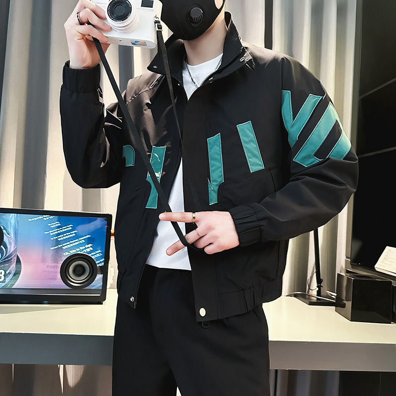 J171-P98控138 春装新款社会小伙店主风潮男夹克外套 黑1