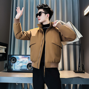 F210-P138 控178 社会小伙立领棉衣外套潮流修身棉服男 黄1图片