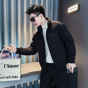 F217-P138 控188 社会小伙立领棉衣外套潮流修身棉服男 黑1，男装棉衣，电商A346