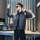 J237-P98控138秋装新款社会小伙店主风潮男夹克外套灰紫1，男装夹克，电商A346