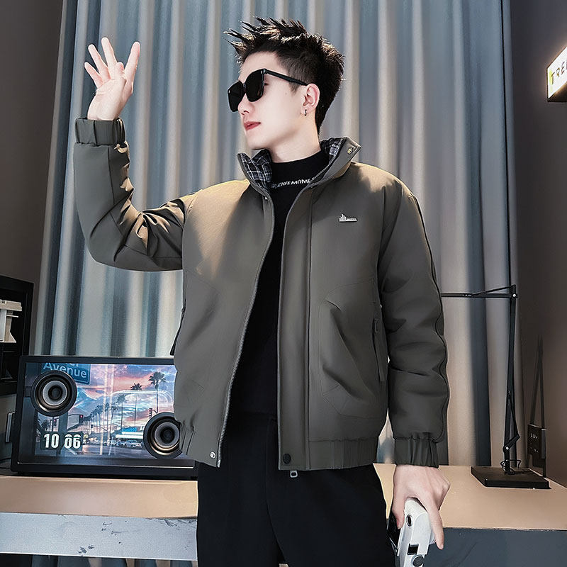 F213-P138控188社会小伙立领棉衣外套潮流修身棉服男咖1,男装棉衣,电商A346