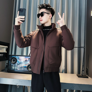 F226-P138 控178 社会小伙立领棉衣外套潮流修身棉服男 卡其1图片