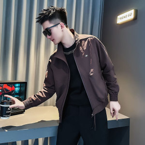 J237-P98控138 秋装新款社会小伙店主风潮男夹克外套 紫咖1图片