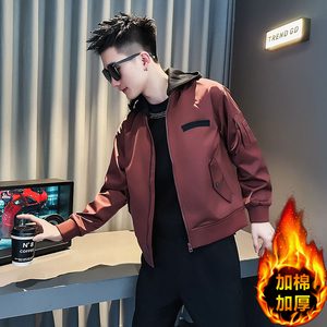 J234R-P118控158 秋装新款社会小伙店主风潮男加棉夹克外套 黑1图片