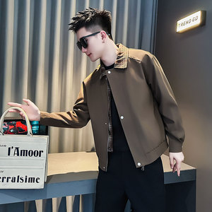 J238-P98控138 秋装新款社会小伙店主风潮男夹克外套 卡其1图片