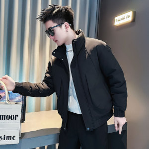 F220-P138 控188 社会小伙立领棉衣外套潮流修身棉服男 黑1，男装棉衣，电商A346