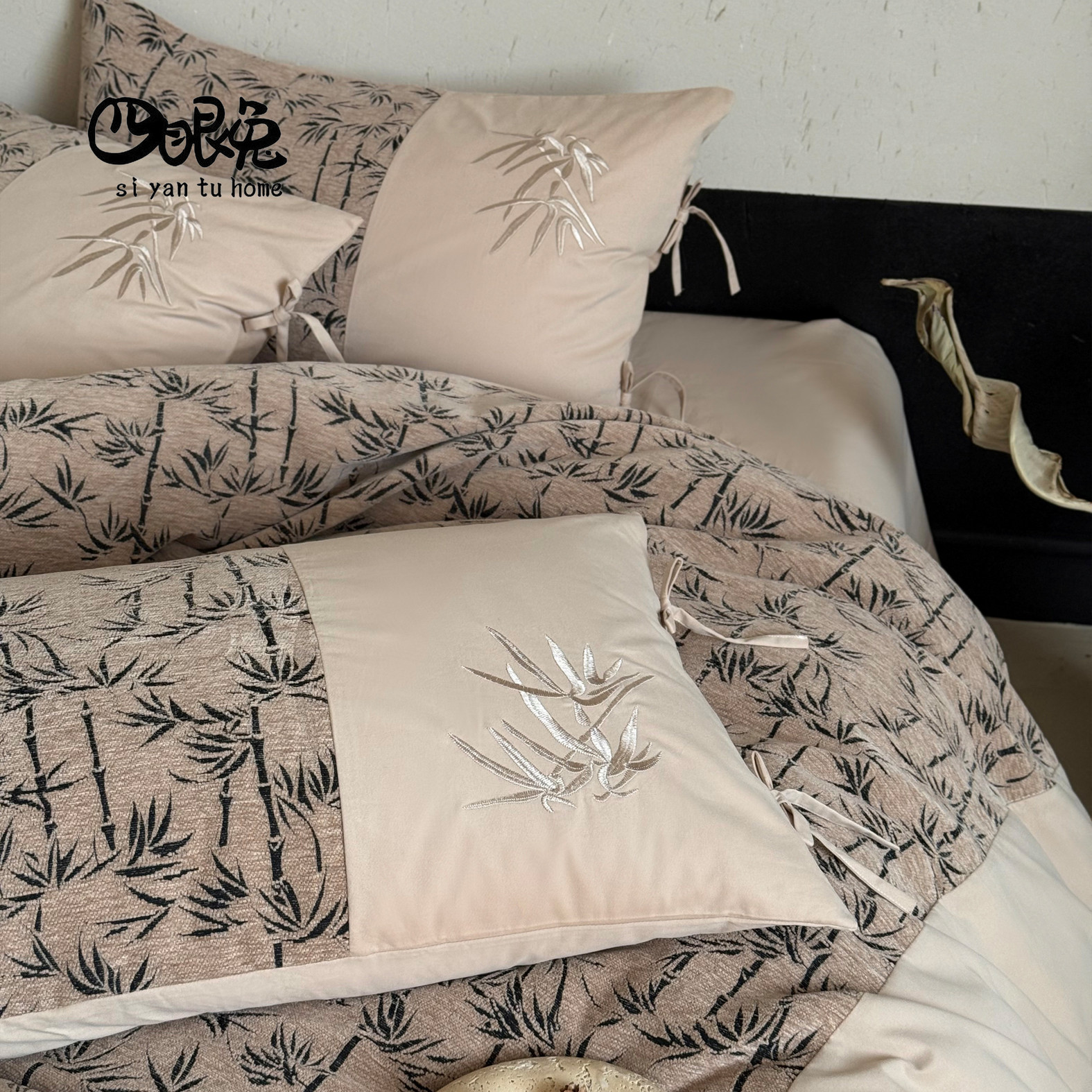 竹烟波月︱高级复古全棉磨毛床品