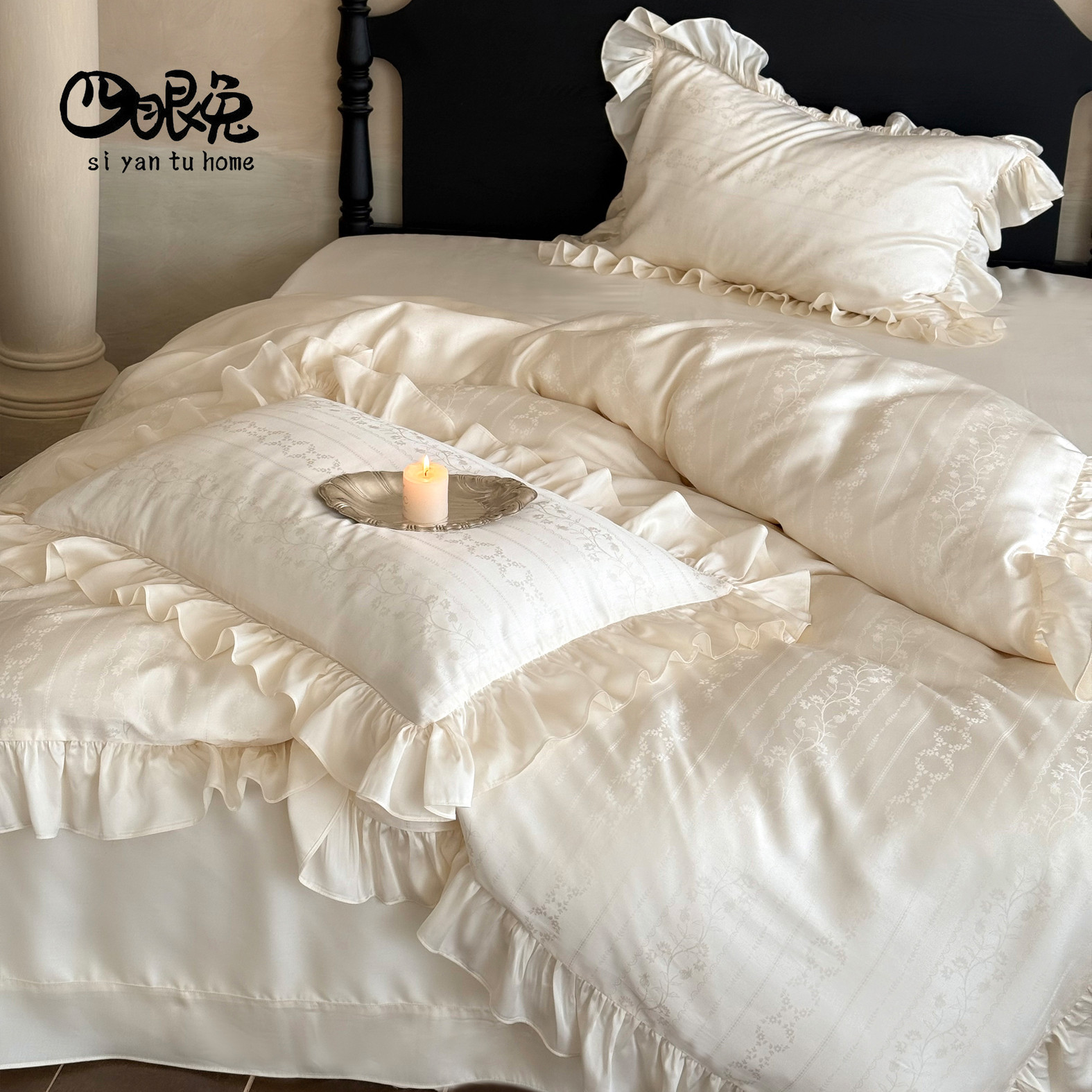 四眼兔自制︱法式夏季天丝四件套