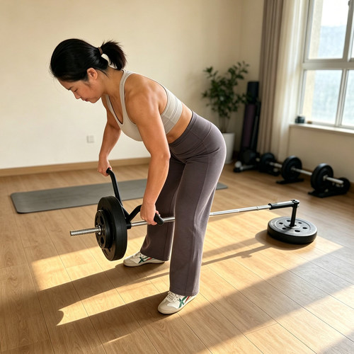 拉背把手杠铃练背健身训练